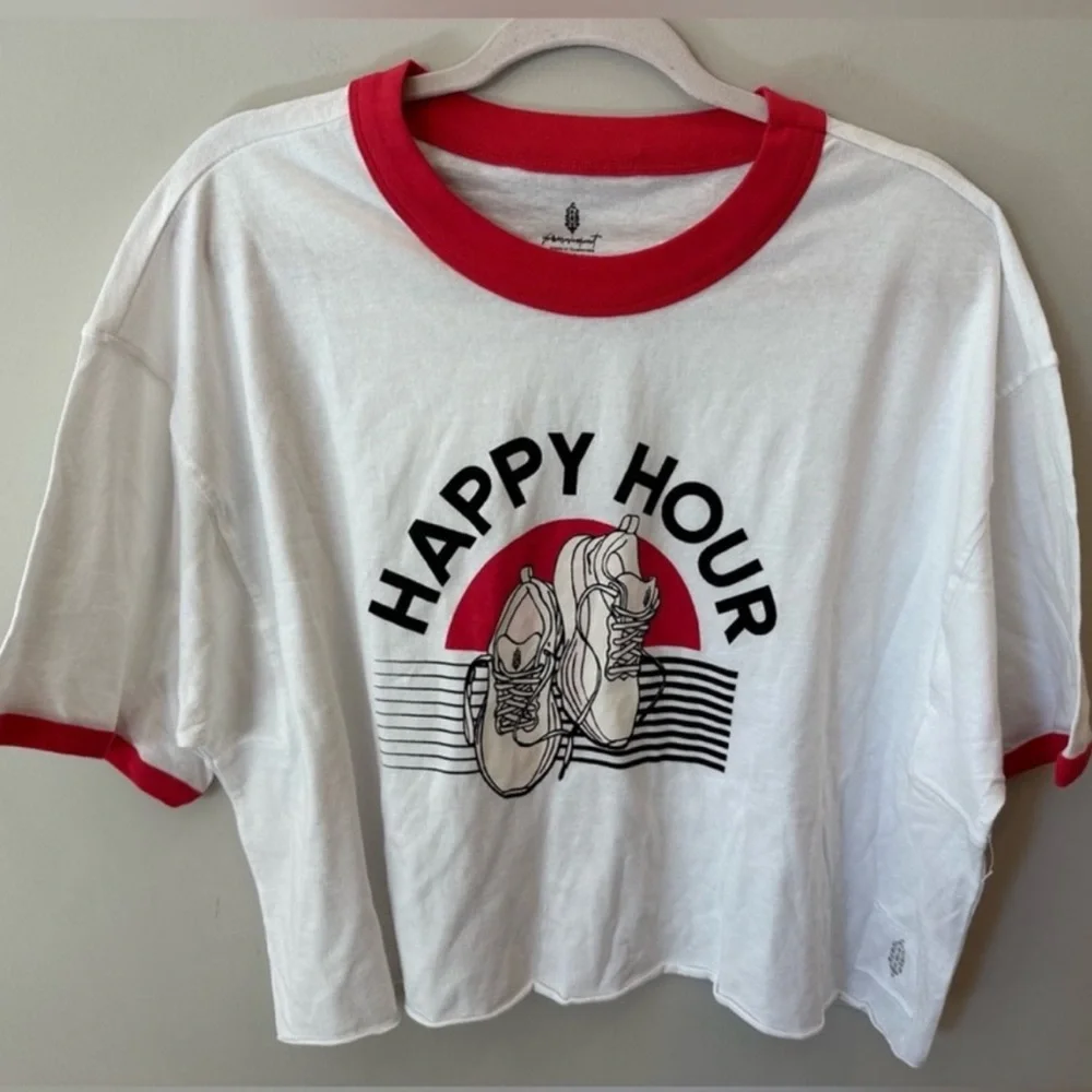 NEW! FP Movement by Free People White and Red Crop Top, Small - Picture 5 of 6